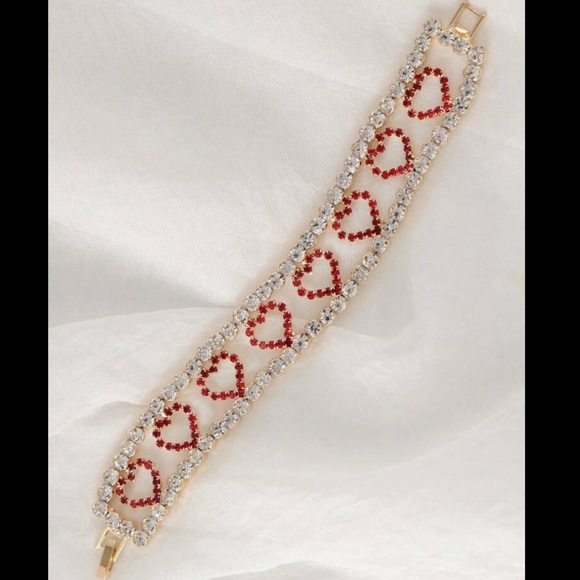 Cubic Zirconia Heart Tennis Bracelet - Picture 6 of 8
